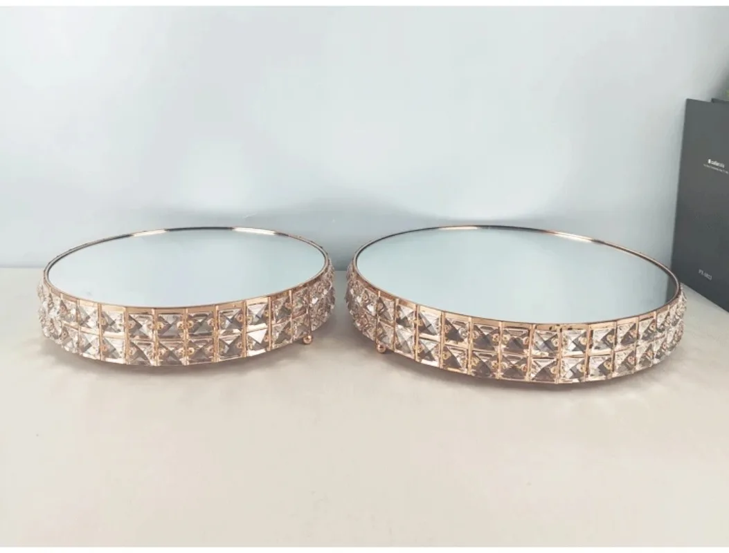 European wrought iron cake rack metal tray gold-plated glass mirror decoration wedding birthday party dessert table