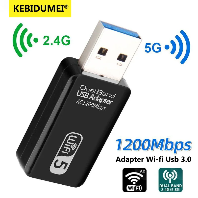 

1200 Мбит/с 5G Wi-Fi адаптер Wi-Fi Usb 3.0 Сетевая карта WiFi 5 USB-ключ 2,4G/5G двухдиапазонный приемник Lan WiFi для ноутбука ПК