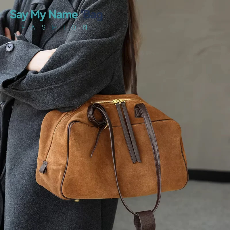 

Осенне-зимняя женская сумка-тоут из коровьей кожи, замшевые сумки из воловьей кожи, дизайнерские роскошные бархатные сумки большой вместительности