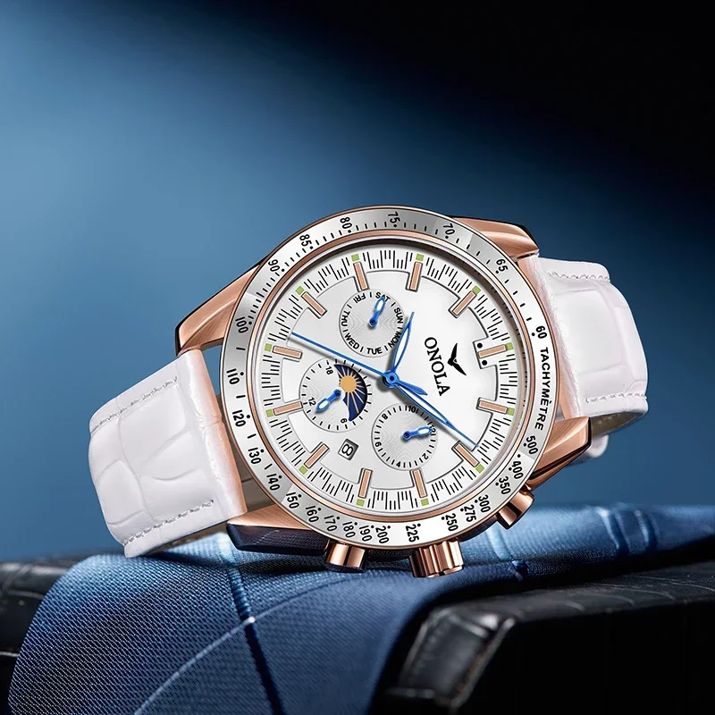 ONOLA 6835 Luxury Fully Automatic Movement Men's Watch Mechanical Calendar Moon Phase Waterproof Chronograph Watches for Men