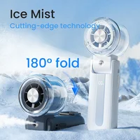 Ventilateur portable à brumisation, ventilateur de refroidissement à glace, humidificateur à air comprimé semi-conducteur, ventilateur pliable USB 3600mAh, cadeau d'été 2