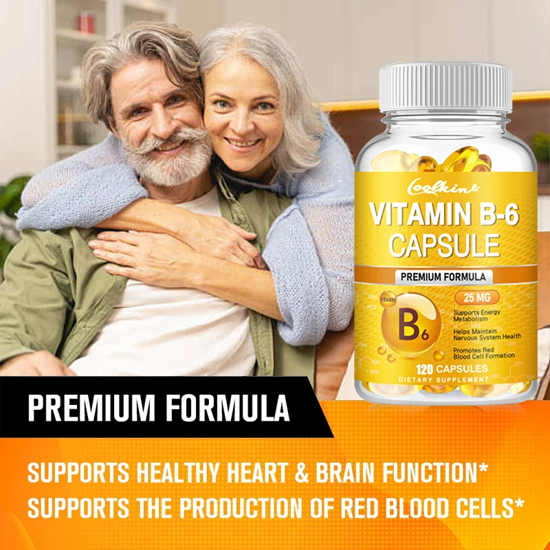 Vitamin B-6 Capsules - Supports Nervous System, Cardiovascular Health