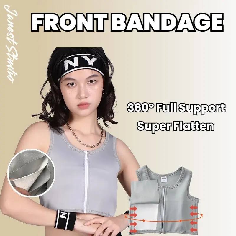 Front Zipper Chest Binder Full Bandage Support Binder Chest FTM Sport Wear Breast Binder Trans Breathable Binder Corsets