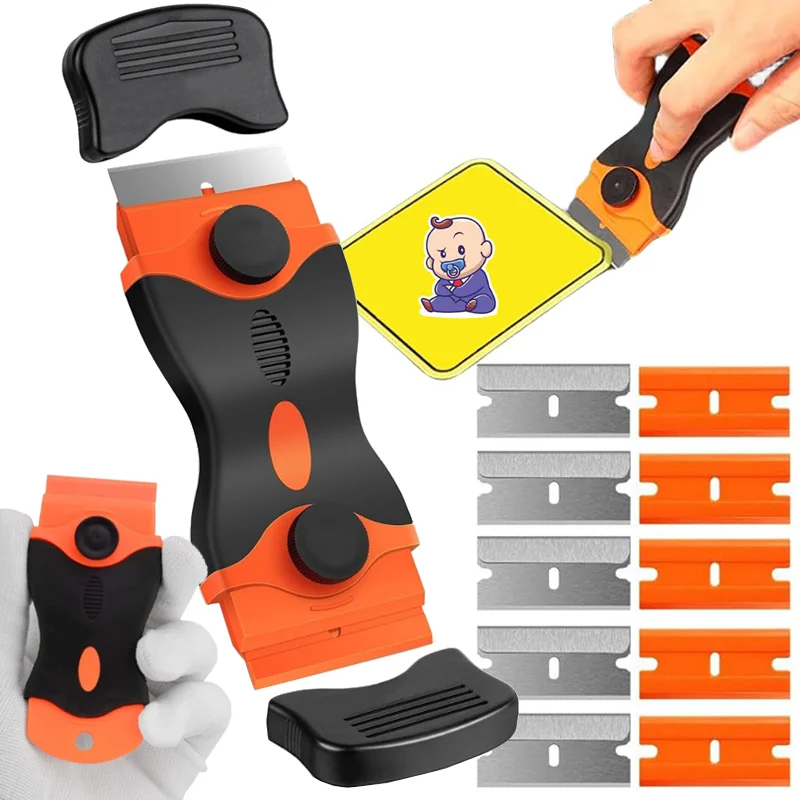 

Metal Razor Blade Scraper Double Edge Glass Ceramic Dust Removal Tools Hand Cleaning Tools for Car Window Vinyl Film Sticker