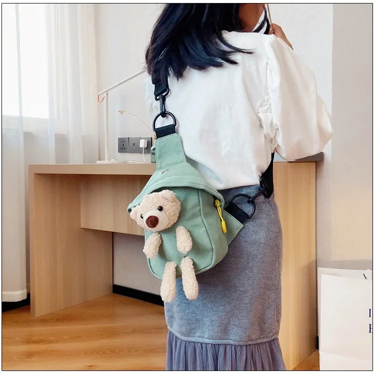 Sac à dos ours en peluche personnalisé, version coréenne, sac de poitrine mignon, petit sac à dos de dessin animé, mini sac de taille tendance, nouveau