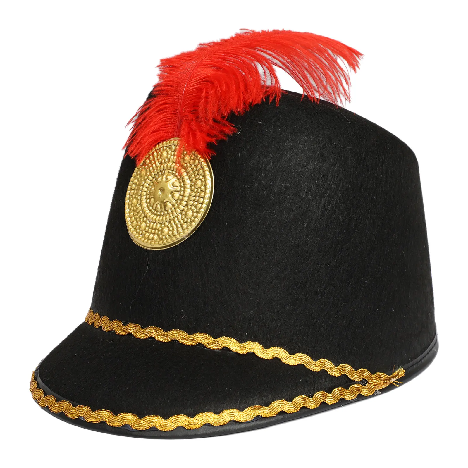 American Marching Band Hat Unisex Adult Kids Band Knight Drummer Hat Stylish Feather Cap for Party Stage Performance Costume