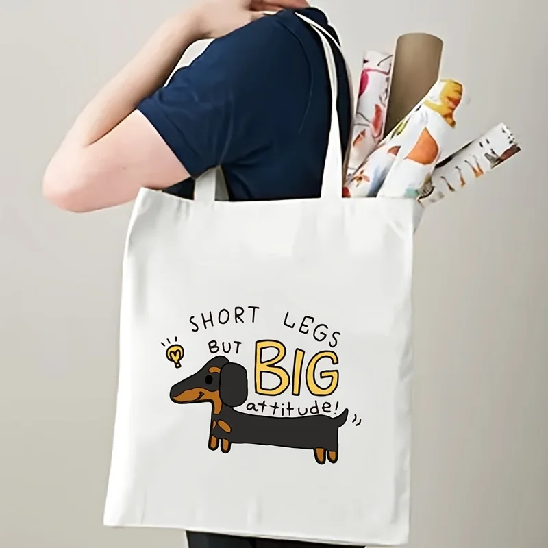 حقائب يد بنمط الكلب الألماني ذات سعة كبيرة وبسيطة وأسلوب متين من القماش في الهواء الطلق والنزهات والسفر والتنقل اليومي