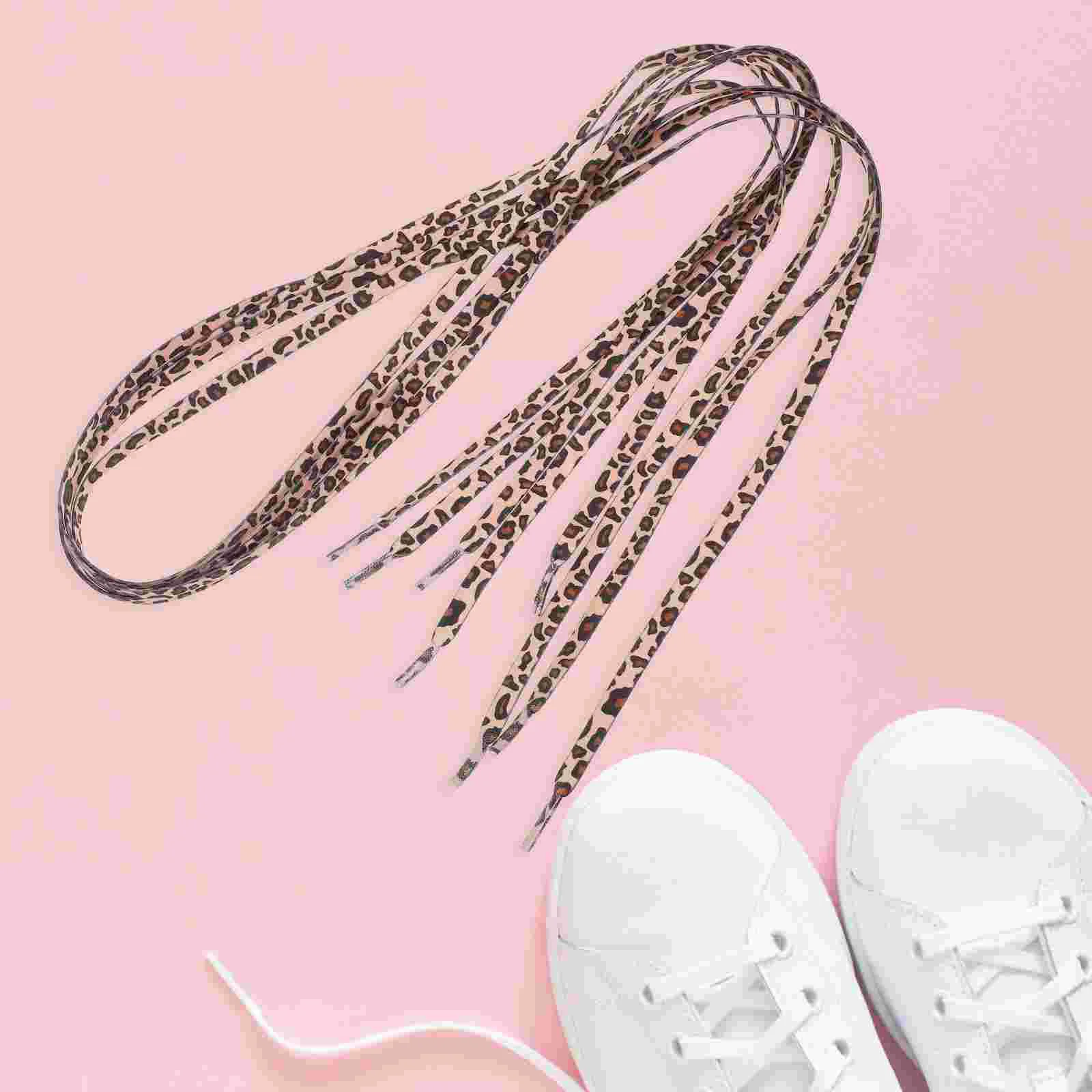 

2 Pairs Leopard Lace Cool Shoelaces Flat Tie Durable Creative Ties Spandex Fashionable Beautiful