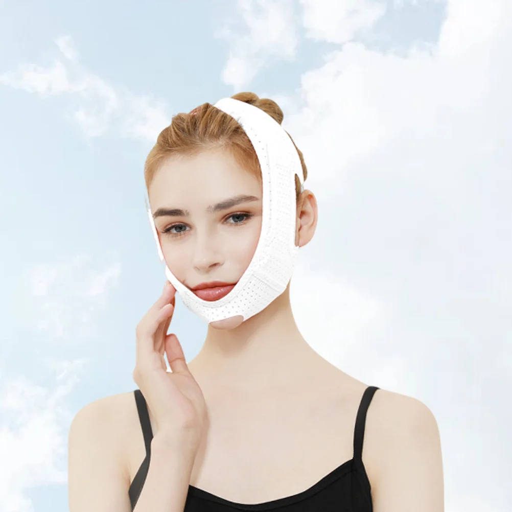 قناع رفع الوجه القابل للتنفس للنساء، ضمادة الوجه، حزام الذقن العضلي 073، دعم لشد البشرة البيضاء