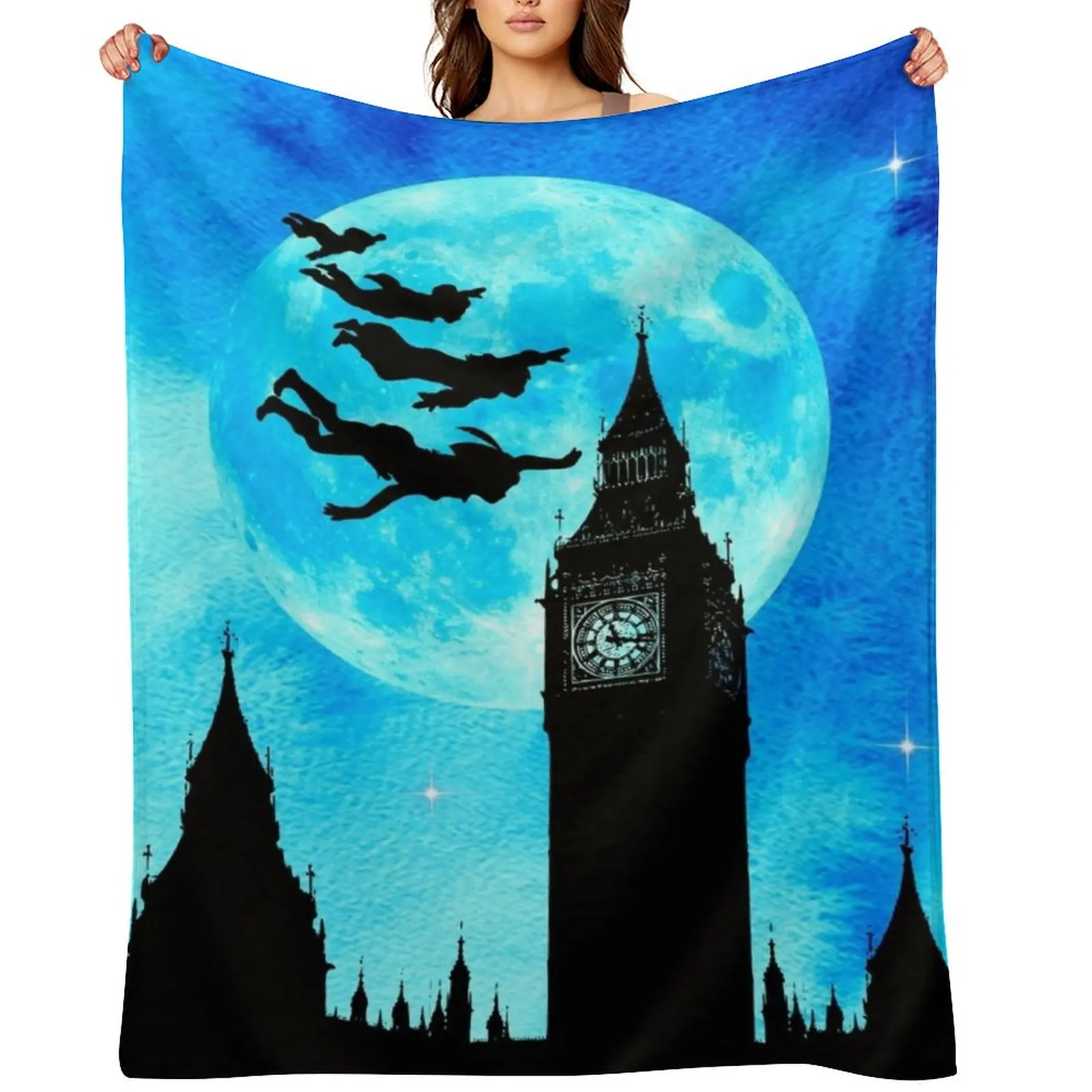 

Magical Watercolor Night - Peter Pan Throw Blanket Shaggy Thins sofa bed Sofa Quilt Blankets