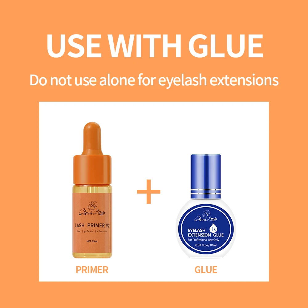 GLAMLASH 10/15ml Eyelash Extension Glue Primer Fast Dry Long Lasting Lash Fixing Agent Primer