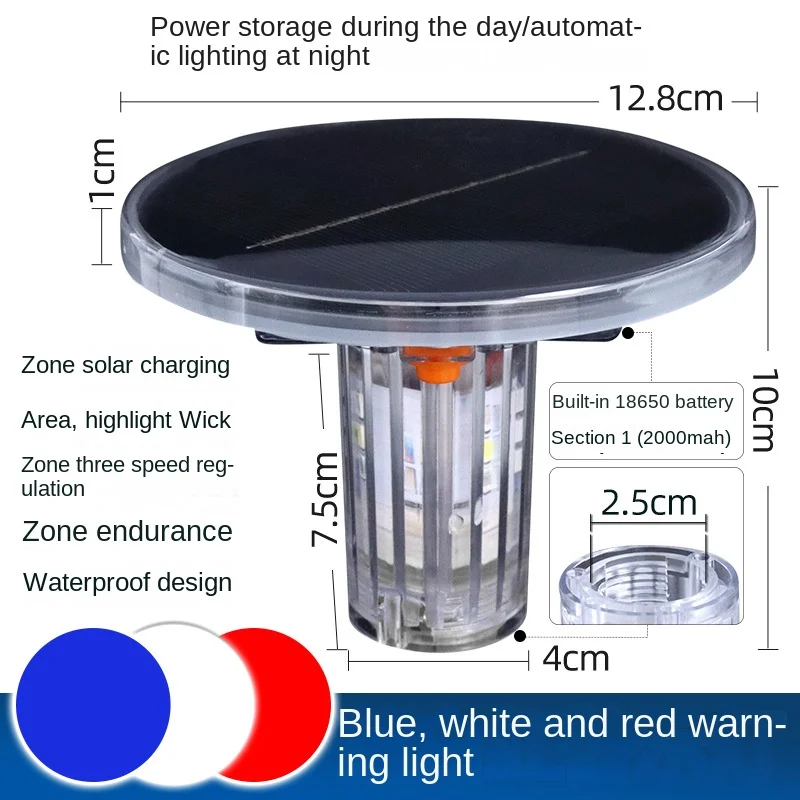 Imagem -06 - Solar-powered Led Piscando Luz r w b Cores à Prova Dágua à Prova de Explosão Navegação Farol Sinal