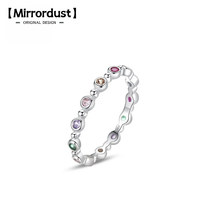 

【Mirrordust】S925 Серебряное радужное кольцо с имитацией бриллианта, нишевое дизайнерское кольцо для женщин, изысканное кольцо с цирконом цвета макарон