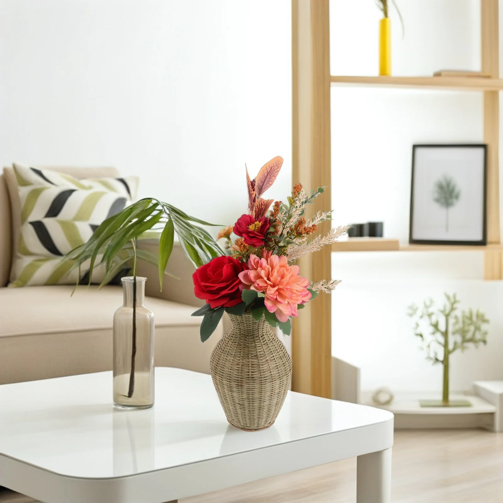 

Handmade Bamboo Woven Vase Braided Flower Holder Vintage Floral Arrangement Container Decorative Vase for Living Room