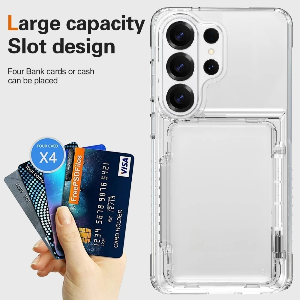Brieftaschenhülle für Samsung S26 Ultra/S26 Plus/S26+/S26+ – Transparente Hülle mit Kreditkartenhalter und Ausweisfächern, stoßfeste Abdeckung – Detail 2