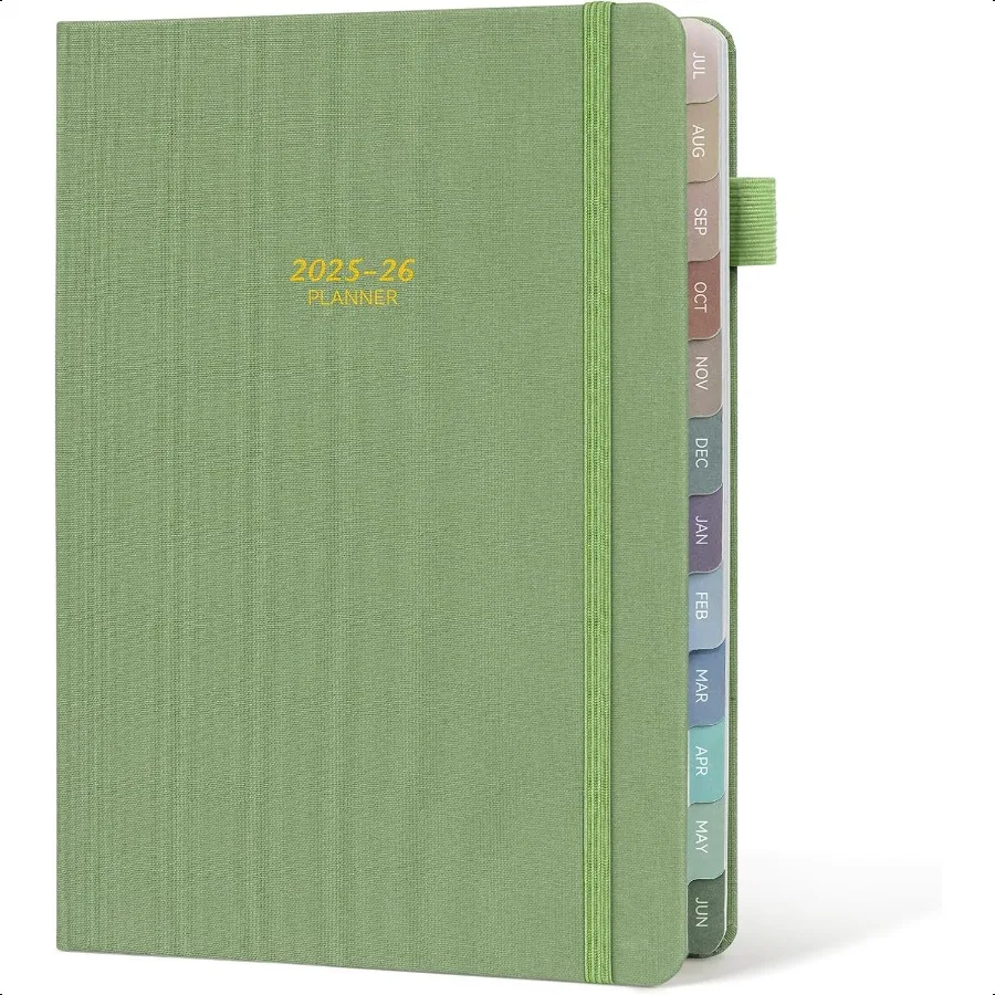 

20252026 Linen cover Planner Weekly Monthly Daily Agenda Book20252026 To Do List Notebook with Colorful Monthly Tabs Inner Pock