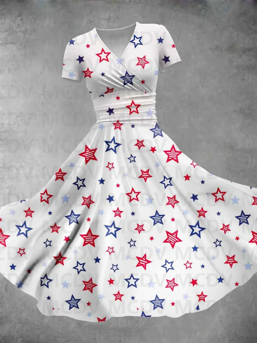 Dames Amerikaanse Onafhankelijkheidsdag Patroon Art Design Maxi Jurk Met Print