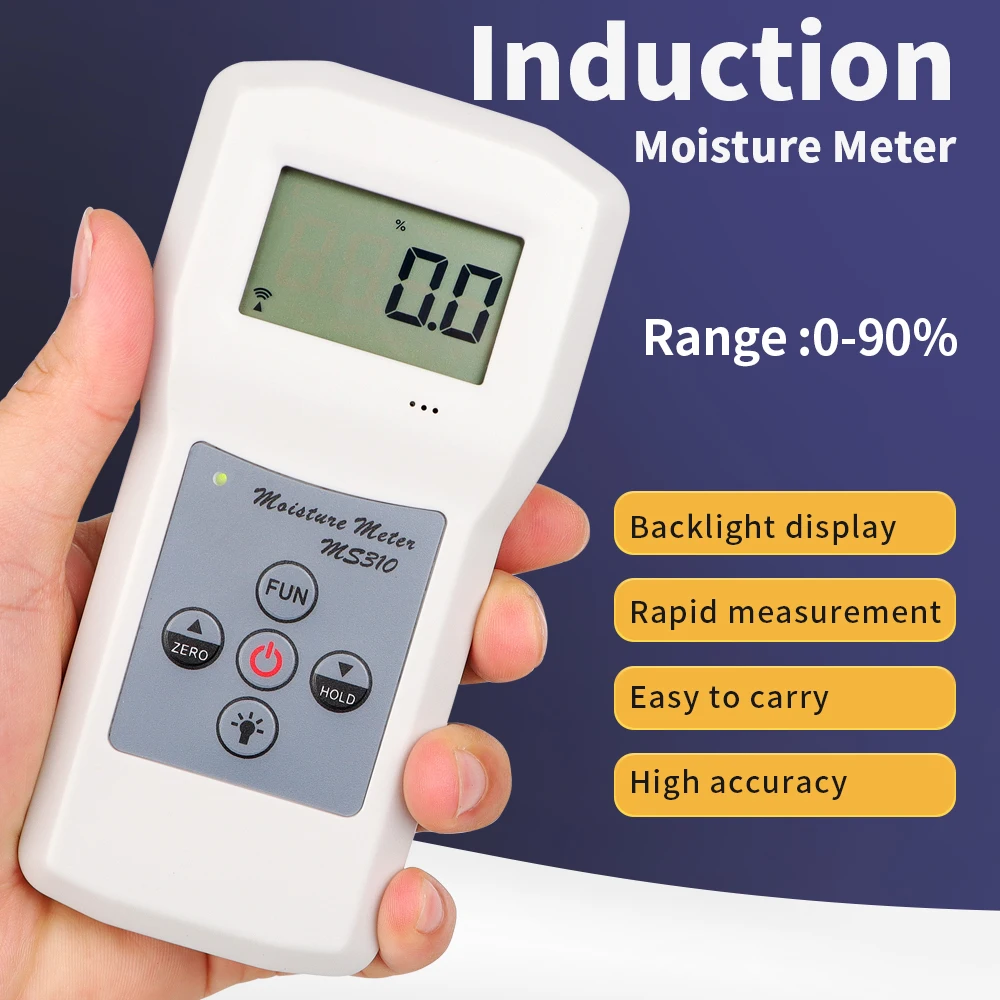 

MS310 Inductive Moisture Analyzer Wood Moisture Meter MS7200+ Pin Paper Moisture Meter for Wood Timber Paper Bamboo Carton