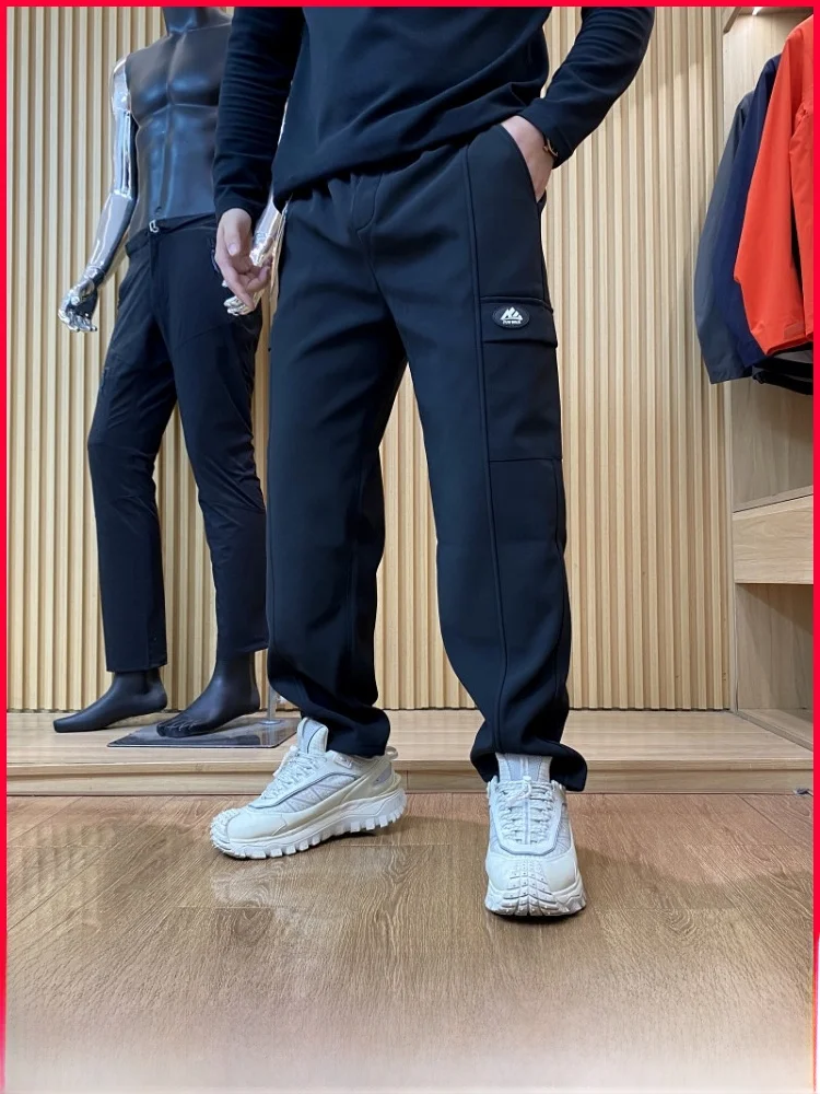 

Couple's Thiened Fce Outdoor Casual Pants Elastic Waist Straight Leg Workwear Trousers Windproof Winter Leisure Trousers