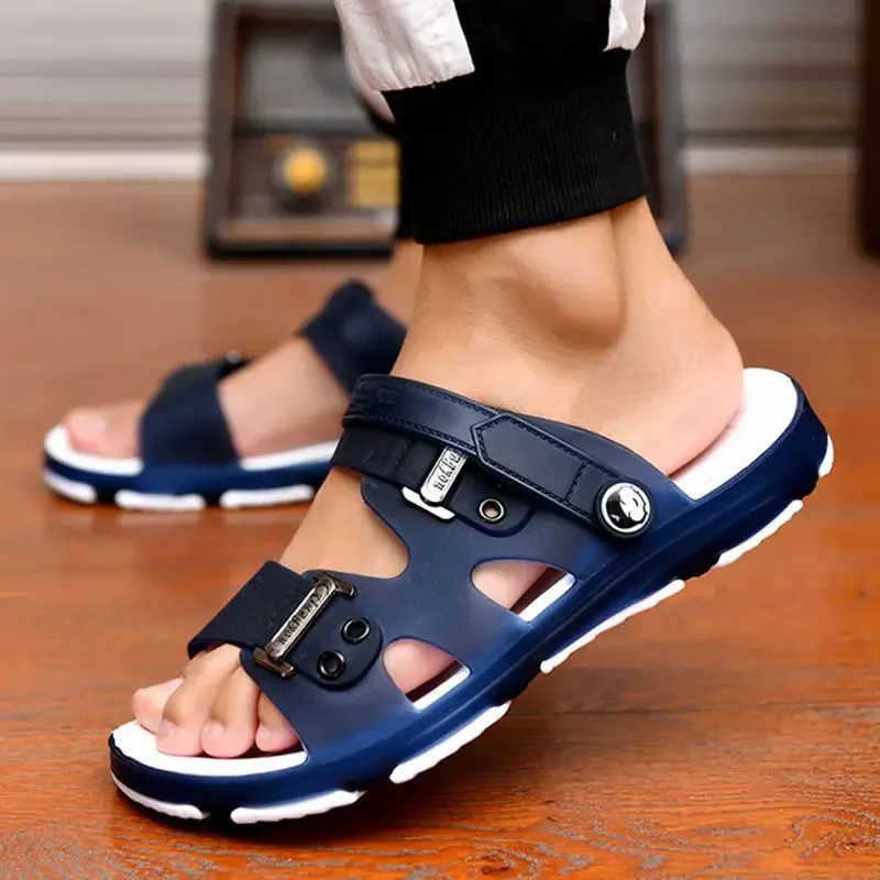 Sandals Men Slippers Outdoor Beach Casual Shoes Zapatos De Hombre Indoor Durable Anti Slip Peep Toe New 2023