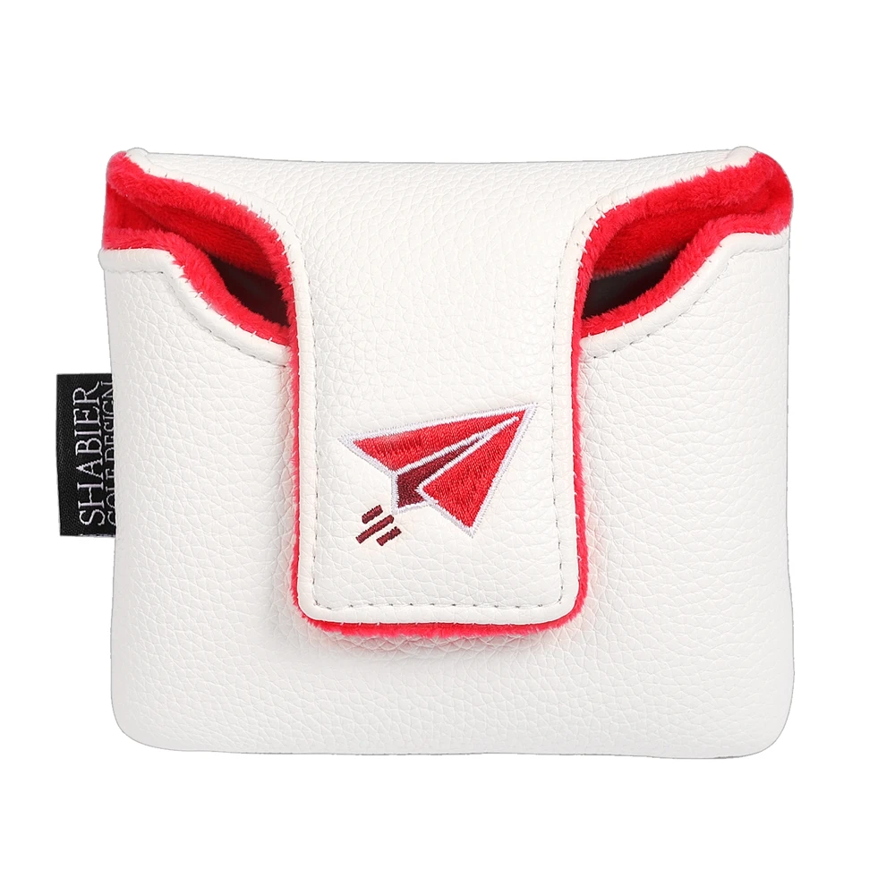 Funda de cuero PU blanco para quitar antes del vuelo, cierre magnético bordado, cubierta para cabeza de Golf, mazo grande cuadrado, Putter para Spider X