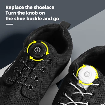 Algodão fio giratório fivela automática corda Shoestrings, Adulto não laço sapato cadarços, Bloqueio rápido Shoestrings, Sapato Esportivo