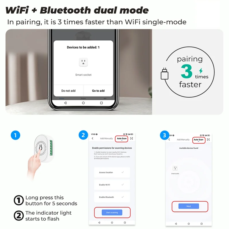 

ABPQ-RF433 Wi-Fi Smart Switch Tuya 16A Выключатель света Мини-реле домашнего выключателя с монитором мощности Smart Life APP Голос для Alexa