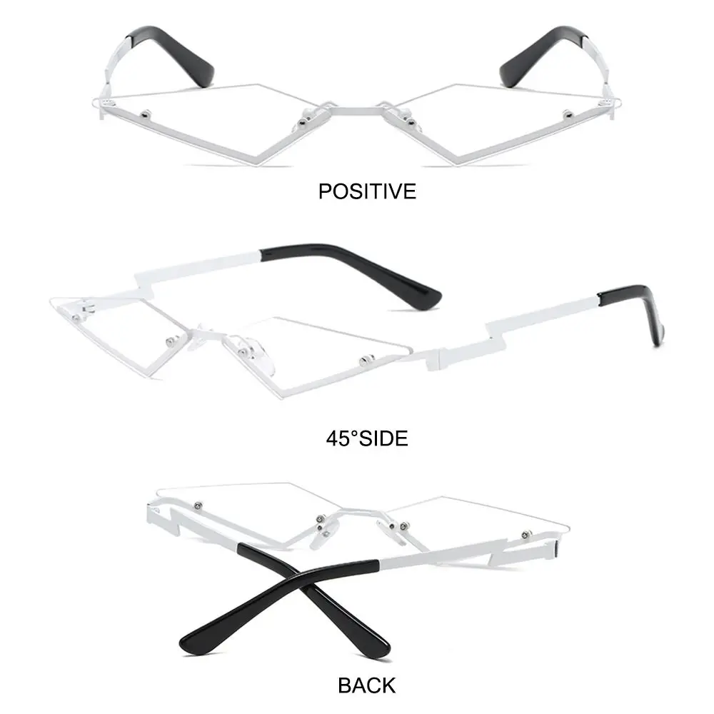 

Fashion Metal Frame Lozenge Sunglasses Rimless Colorful Polygon Sun Glasses UV400 Halloween Eyeglasses for Women & Men