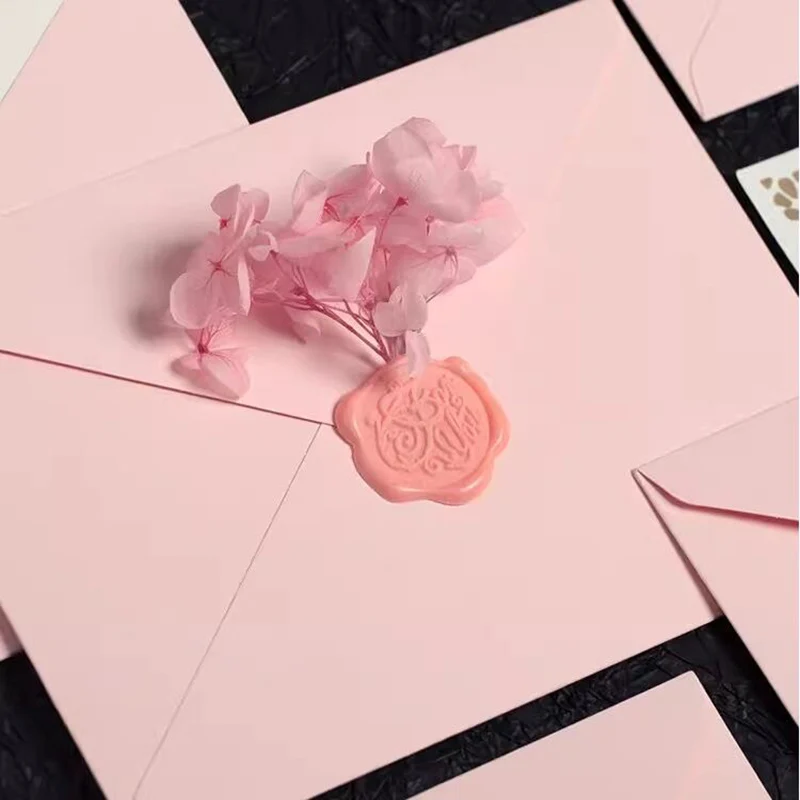 Gift Paper Envelopes for Letter Pads Kawaii Pink Wedding Party Invitations Card bag Korean Stationery Wax Stamp Sealing Stickers