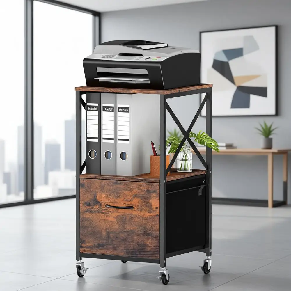 

Регулируемая подвесная система для файлов, мобильное хранилище под столом, формат А4/Леттер, цвет рустик-коричневый