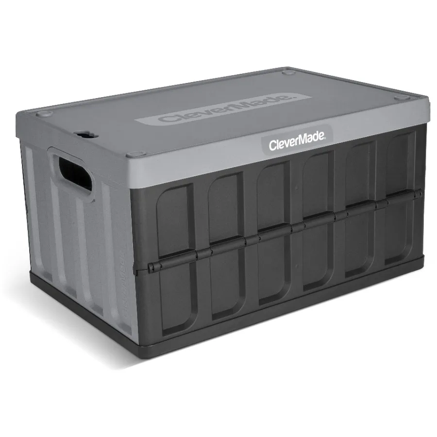 

Складной контейнер для хранения с крышками, 16 галлонов, идеально подходит для организации пространства в шкафах, гаражах и кладовках, прочный, цвет камня