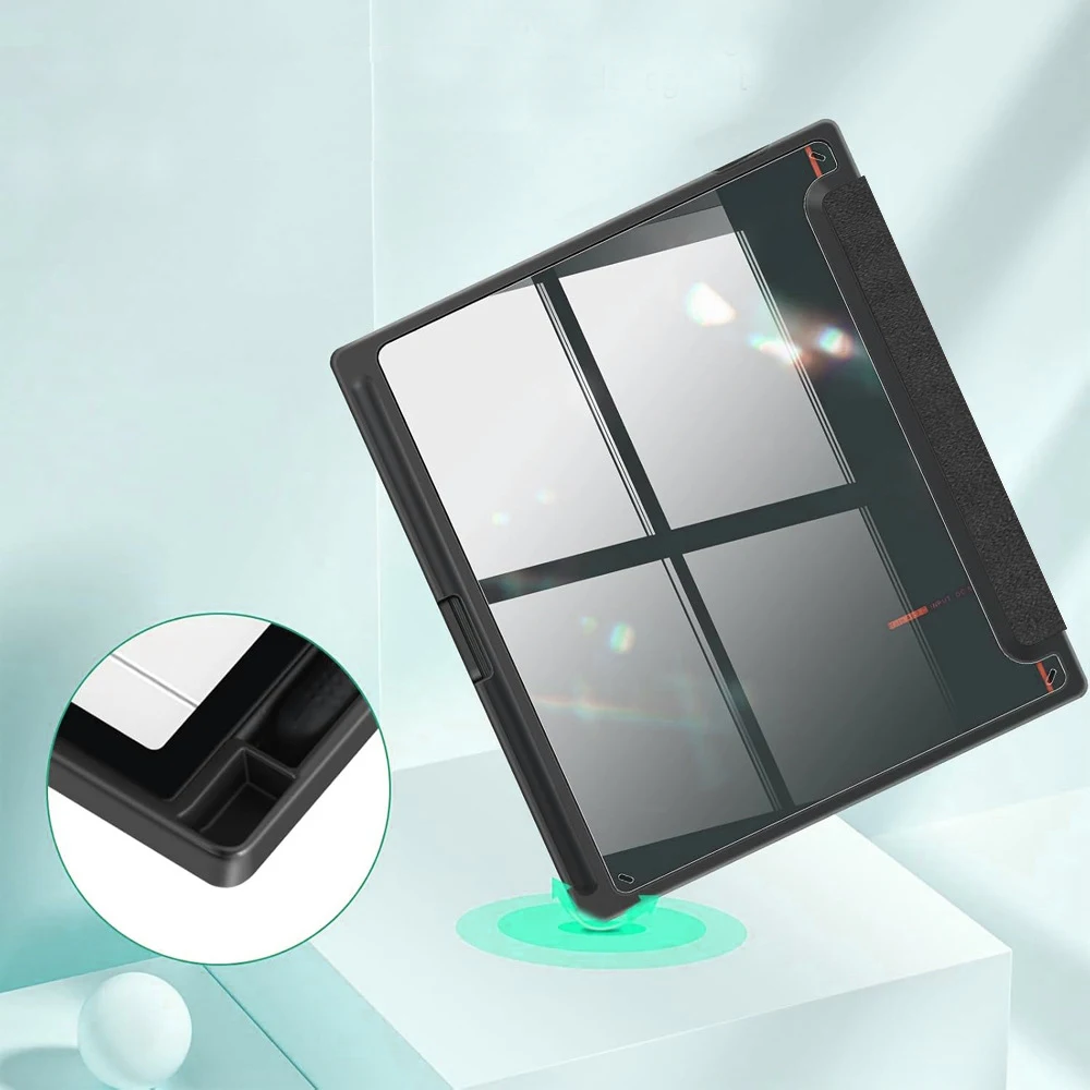 For Boox Note Air3 B/C/W Ereader Case Clear Acrylic Back Magnetic Auto Sleep Wake Foldable Stand Anti-Drop Protective Cover