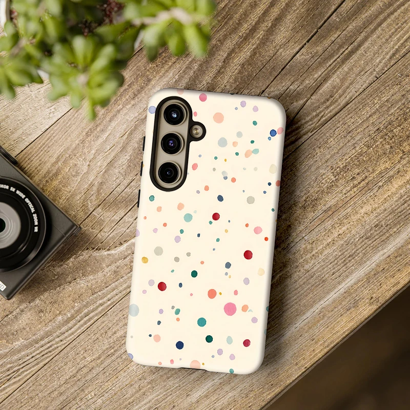 Etui na telefon Fcicicase z kolorowym wzorem okrągłych kropek do Samsung Galaxy A26 A56 A36 A16 A 16 5G, odporne na wstrząsy, matowe, silikonowe.