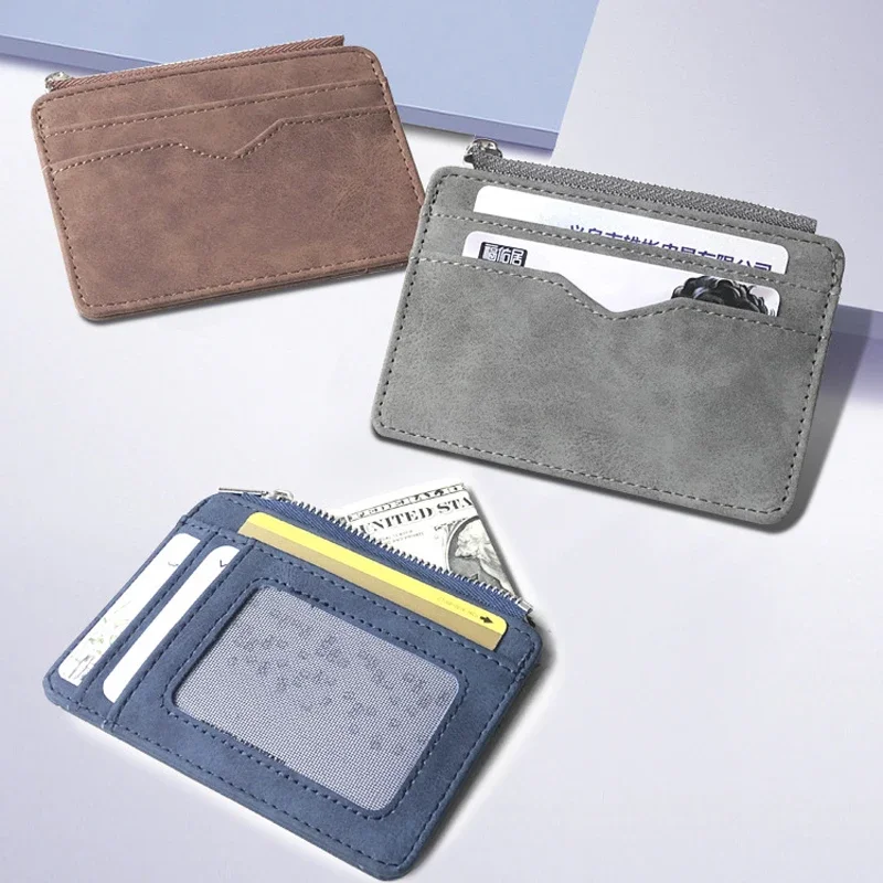 Leather Card Holder Mini Credit Card Wallet Men Thin Card Case Small Purse Business Cardholde Short Wallet Car Storage