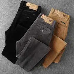 new Autumn Winter luxury clothing Men's Casual Pants Thicken Slim-fit Feet Corduroy Pants keep Warmth Designer vintage trousers