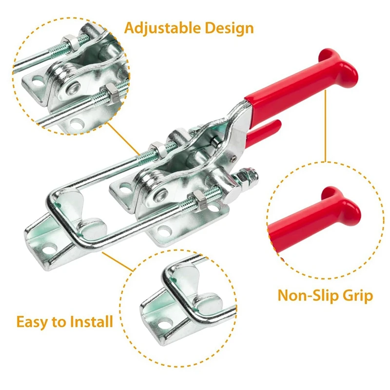 4Pack Toggle Clamps W/Adjustable U Bolt Latch, 90 Degree Vertical (40344) And Self-Lock (40341), 2 Of Each