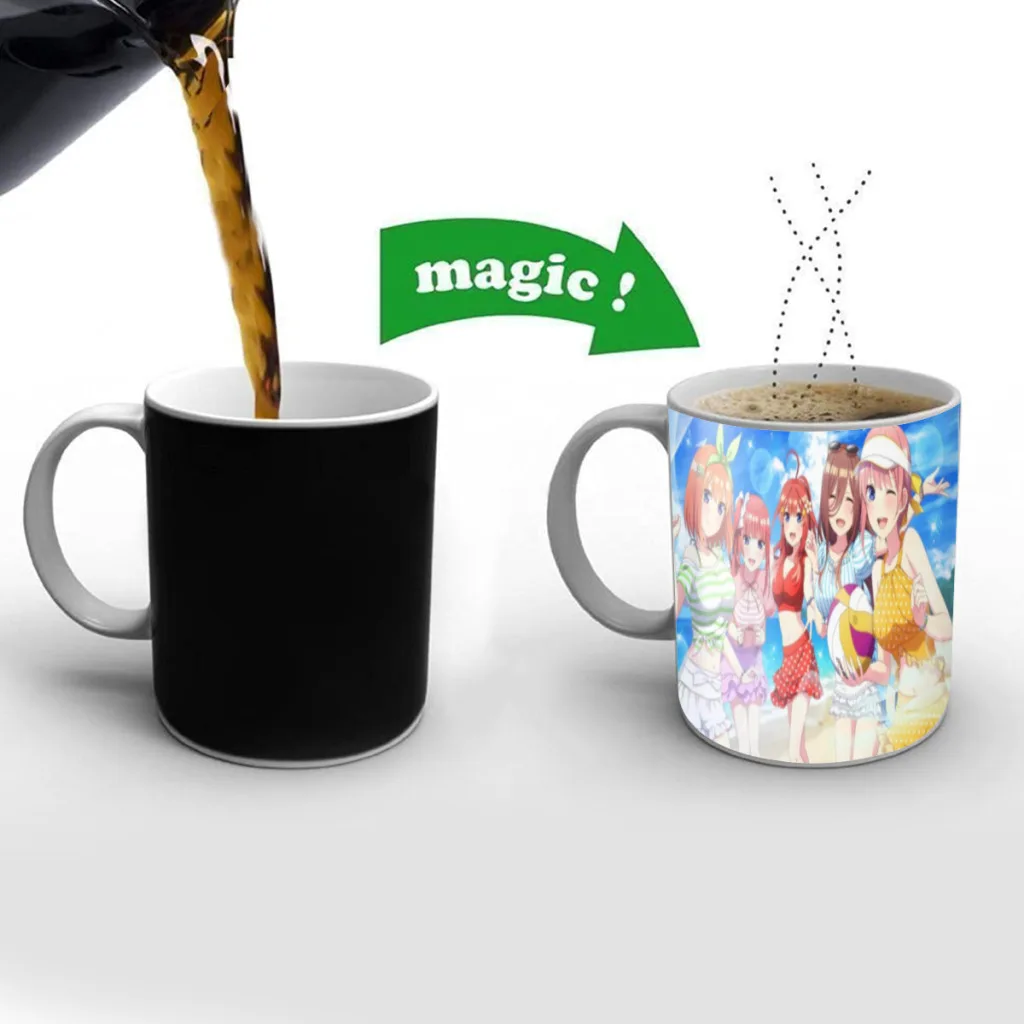 The Quintessential Quintuplets Anime Magic Hot Cold Heat Temperature Sensitive Color-Changing Coffee Tea Milk Mug Cup