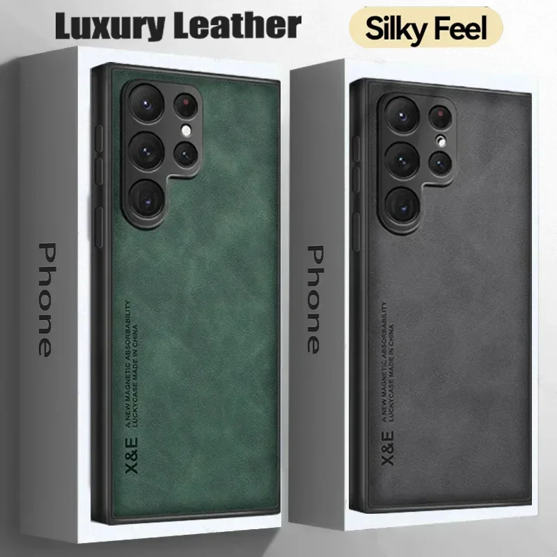 

Sheepskin Magnetic Case For Samsung S25 S24 Ultra S22 Plus S21 S20 FE Cases For Samsung S23 Ultra Note 20 10 Leather Phone Cover
