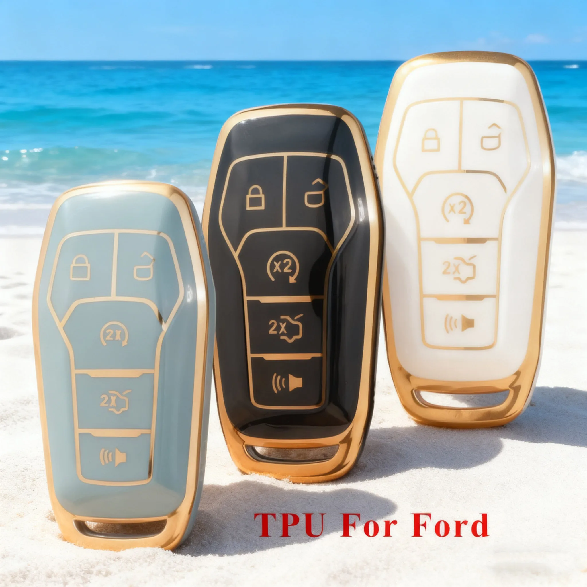 jingyuqin Remote Car Key Case Fob TPU For Ford Fusion Mondeo Mustang F-150 Explorer Edge 2015 2016 2017 2018  Accessorie