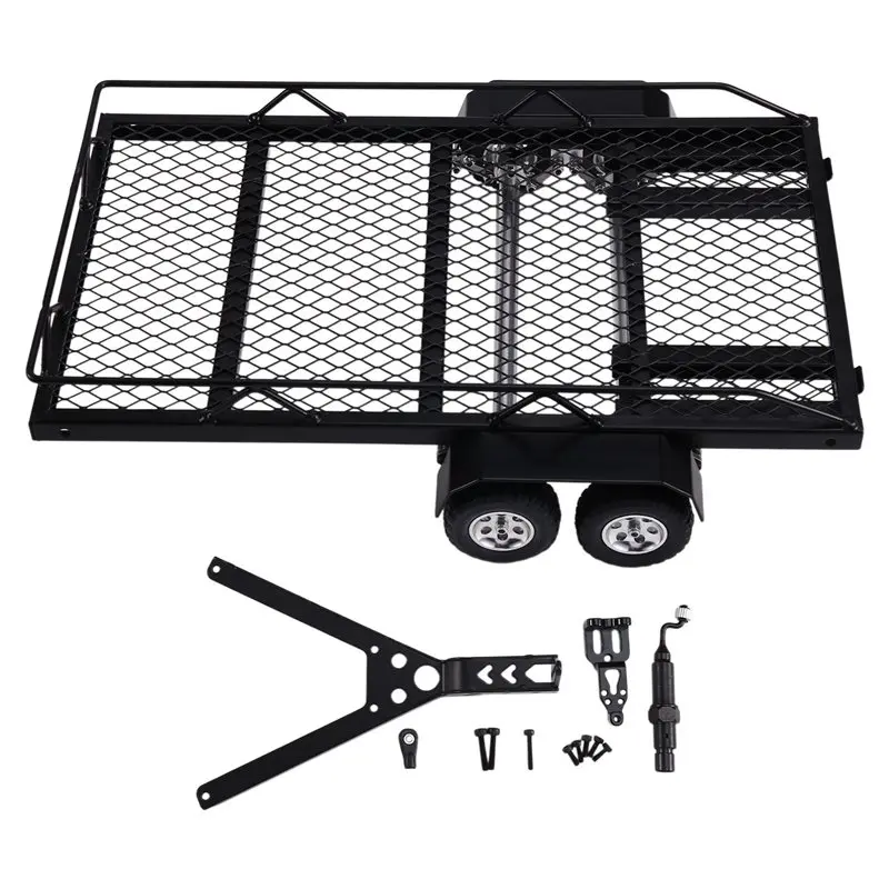 B05C-For 1/16 For 1/18 Metal Trailer For RC Car Crawler Axial SCX24 Jeep Gladiator TRX4M