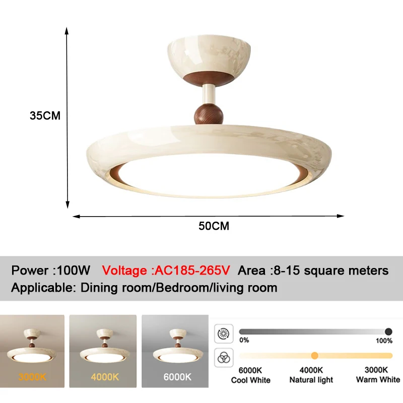 Nordic Cream-Style Master Bedroom Light Simple Creative Individual round Ceiling Light Vintage Modern Room Lighting