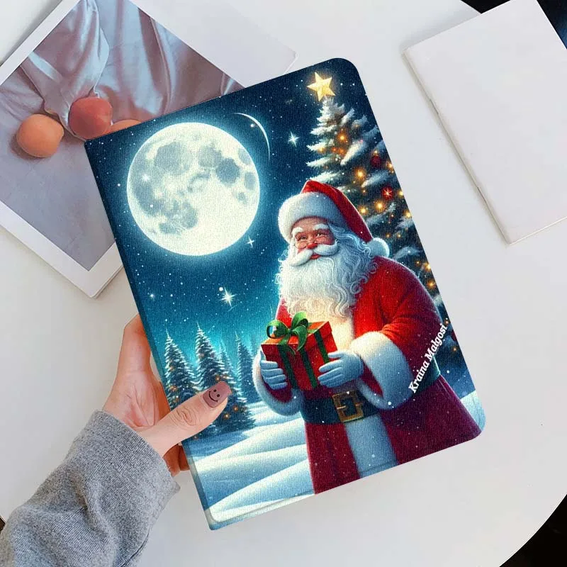 Santa Claus Moonlit Gift Cover For iPad Pro Mini Air 1 2 3 4 5 6 7 10 11 th 8 9 gen 11 M4 M5 Foldable Tablet Case