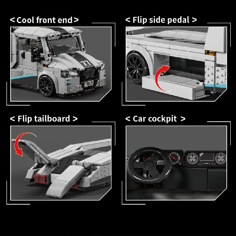 スプリンタートレーラー大型トラックビルディングブロック輸送車両シティストリートビューレンガモデルキット男の子のおもちゃ大人子供ギフト672個