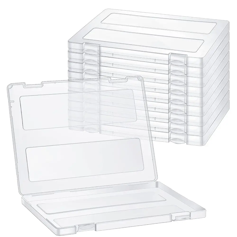 

10 Pieces A4 File Box Paper Photo Storage Box A4 Portable Project Case Clear Plastic Document Magazine Organizer Box for Off