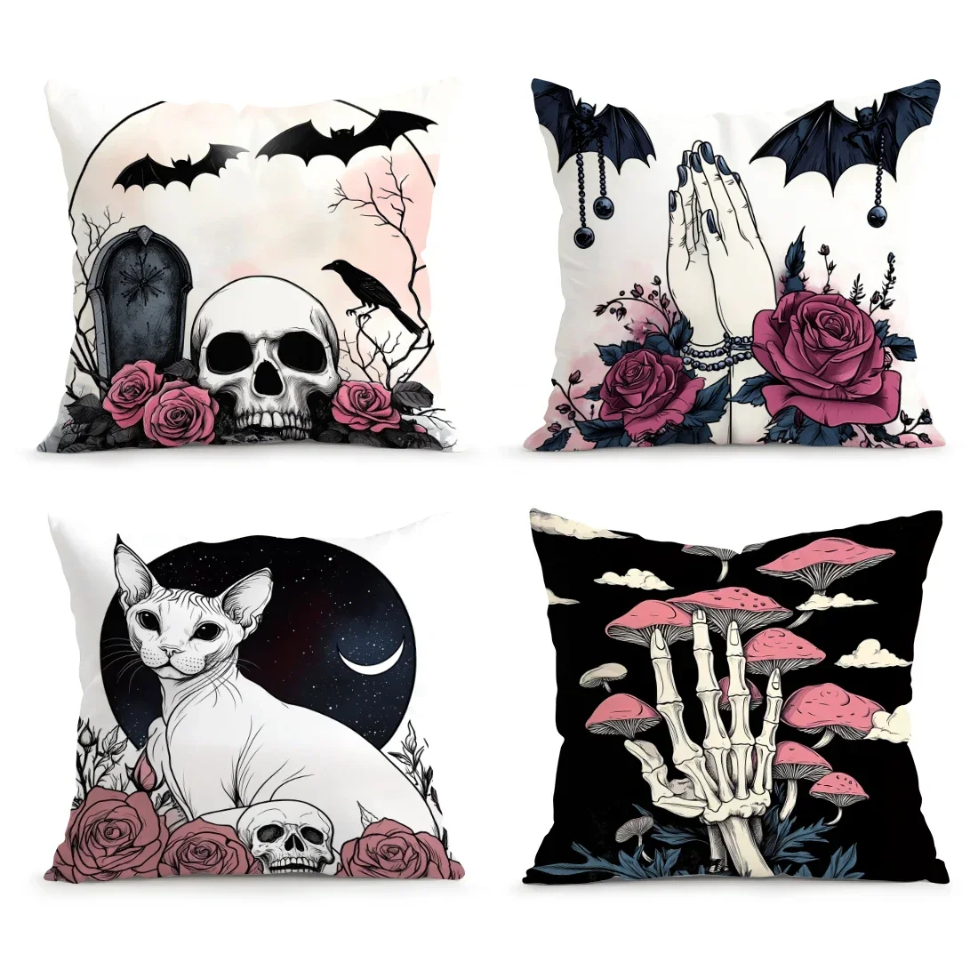Home Decor Dark Fantasy Pillow Covers Gothic Motifs Pattern Cushion Cover Suitable For Sofa Bedroom Car Pillow Cover