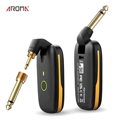 AROMA UHF Wireless Guitar System Guitar Transmitter Receiver For Electric Guitar Bass Wireless Transmitter Built-In Rechargeable