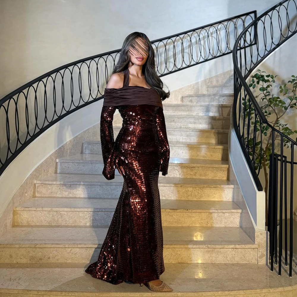 

Luxury Evening Dresses Off Shoulder Long Sleeve Mermaid Prom Dress Gala Formal Occasion Party Dress Customized Robes De Soirée