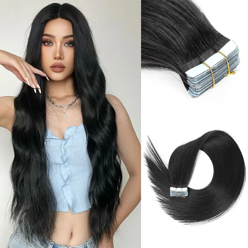 Tape In Huamn Hair Extension 100% Real Natural Human Hair Remy Straight Adhesive Tape Hair Extensions Woman Extension Aesthetic