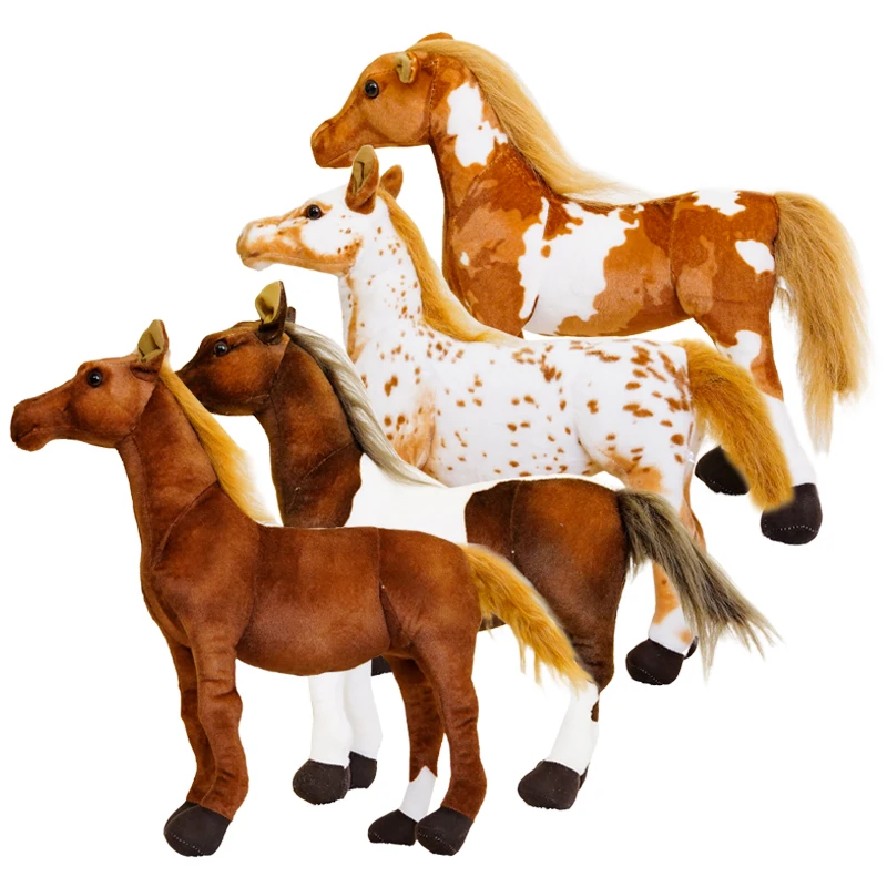 28-70CM Simulation Horse Plush Toys Cute Stuffed Animal Doll Soft Realistic Horse Toy Kids Newborn Birthday Gift Home Decoration