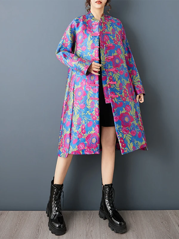 

Новая длинная куртка свободного кроя в китайском стиле с пуговицами, весенняя коллекция, элитный бренд, одежда индивидуального пошива для женщин